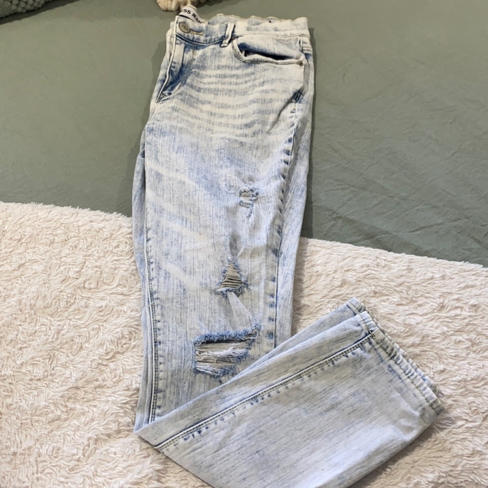 Acid wash straight leg jeans